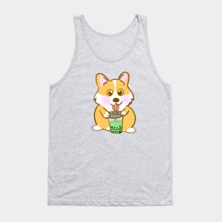 Corgi Bubble Tea Kawaii Corga Dog Tank Top